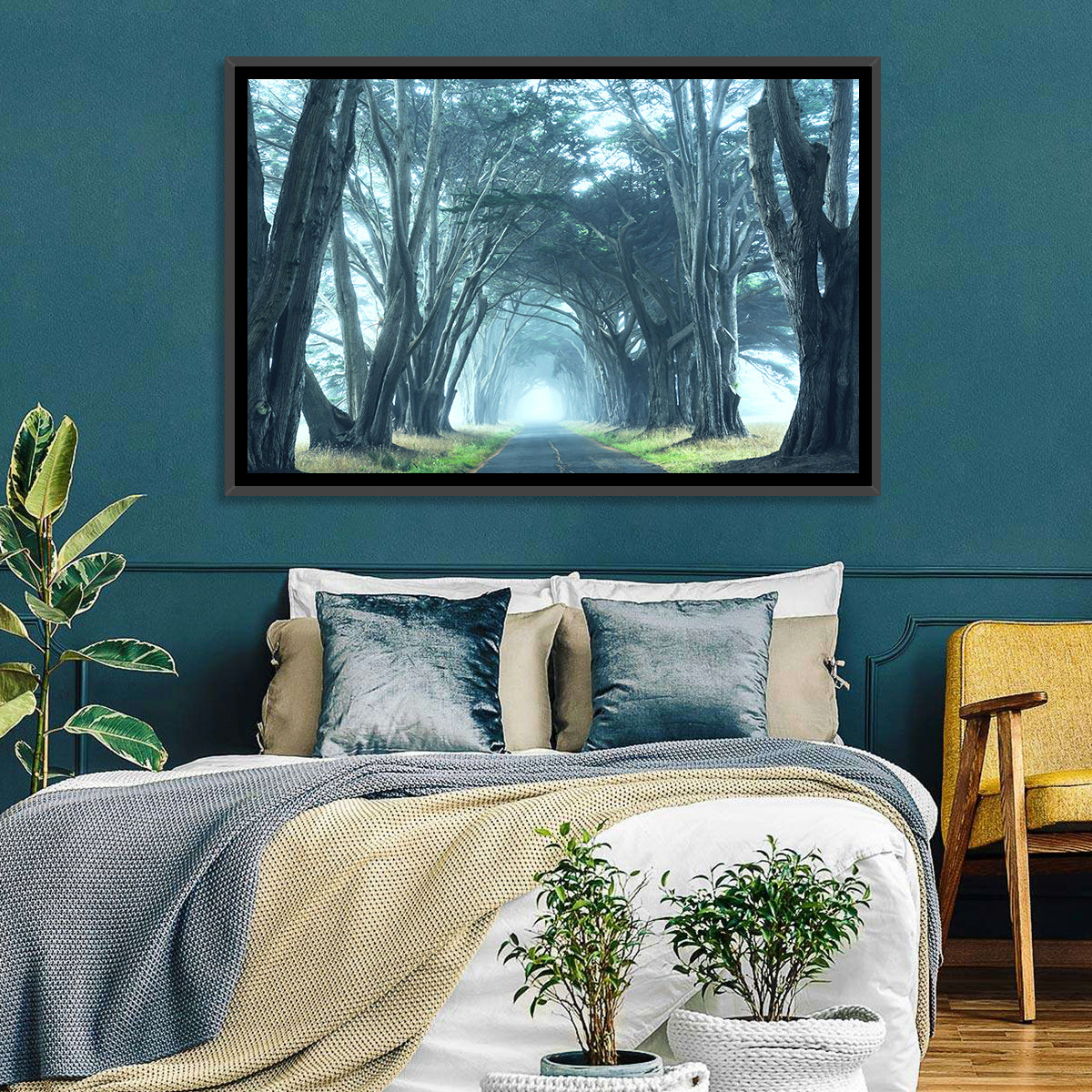 Foggy Cypress Tree Tunnel Wall Art