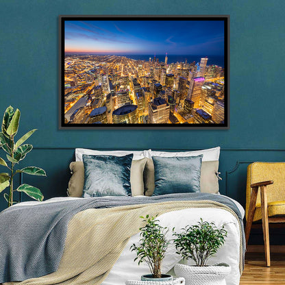 Aerial Chicago Nightscape Wall Art