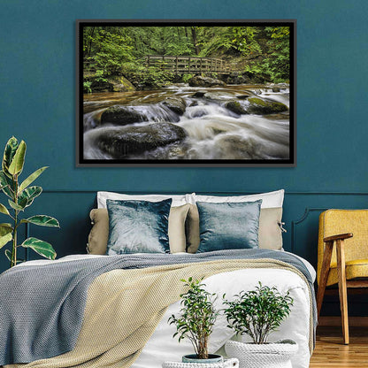 Stock Ghyll Footbridge Forest Stream Wall Art