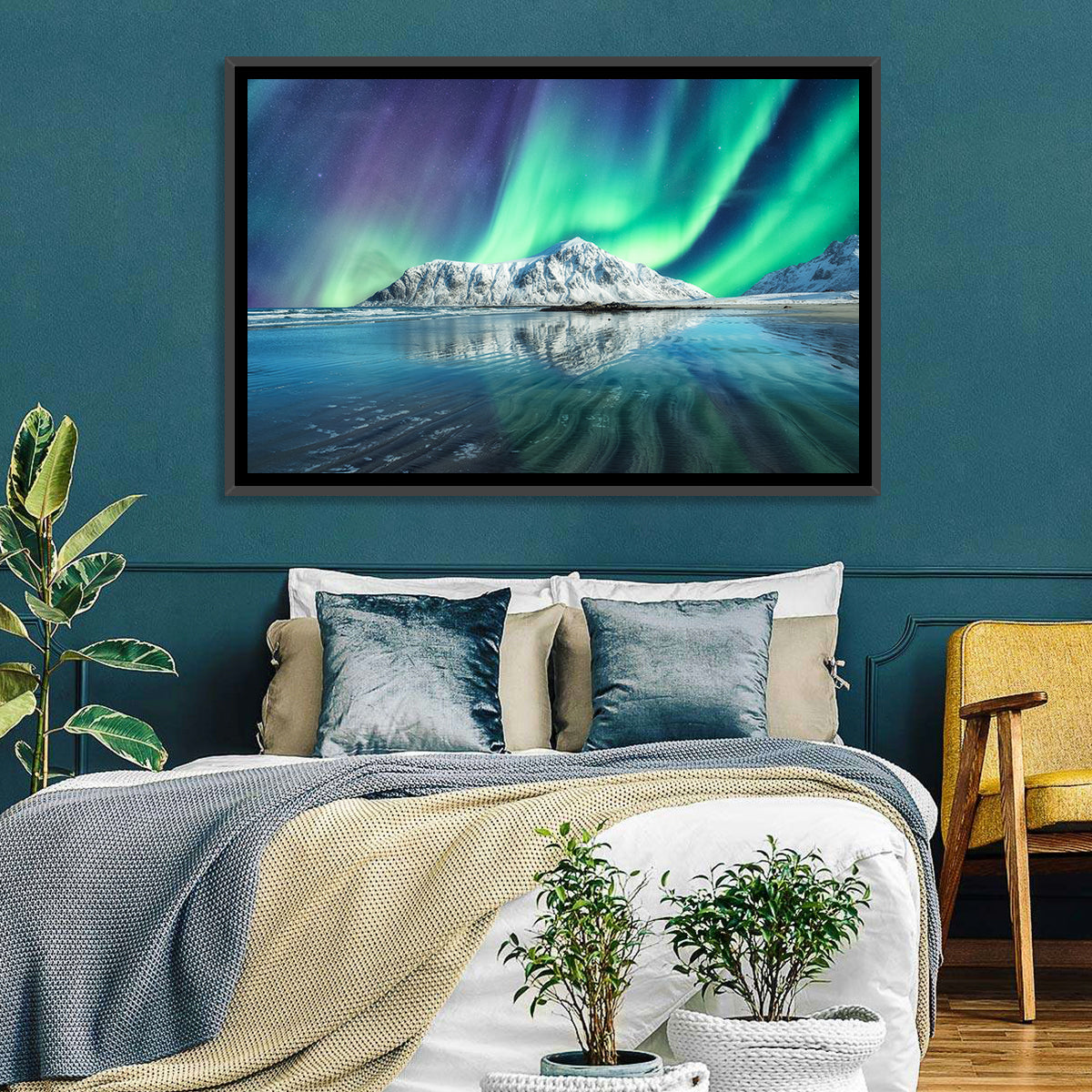 Aurora Over Skagsanden Beach Wall Art