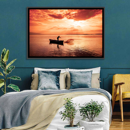 Uluabat Lake Fisherman at Dusk Wall Art