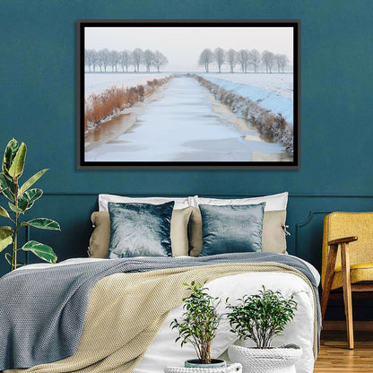 Frozen Canal with Bare Trees Wall Art
