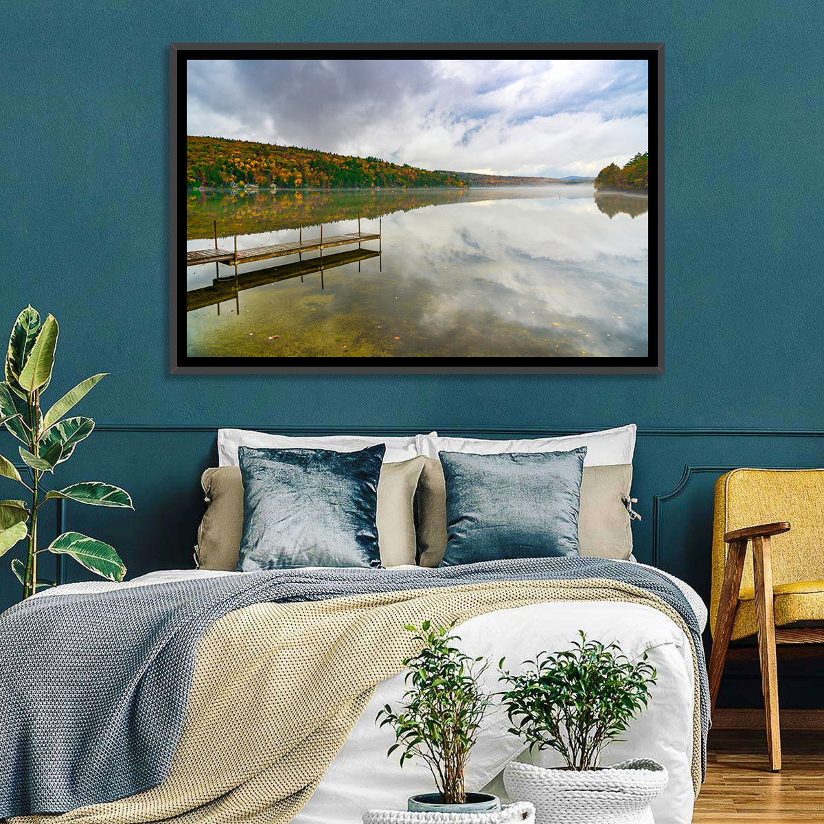 Misty Dock at Lake Squam Wall Art