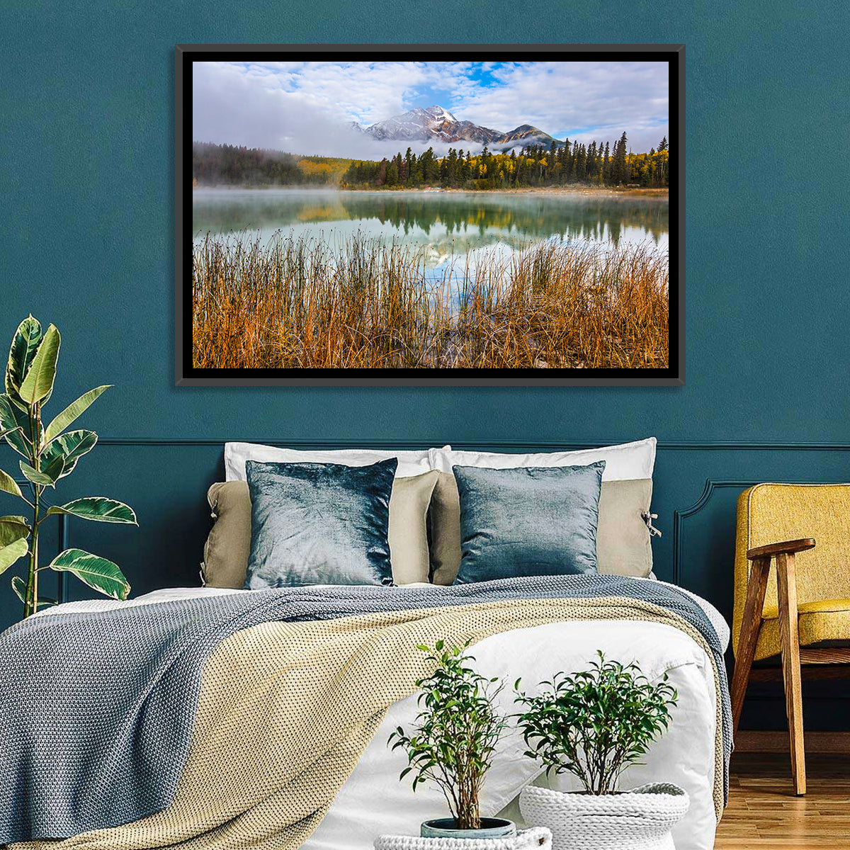 Pyramid Mountain with Golden Grasses Wall Art