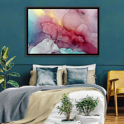 Pink and Gold Fluid Abstract Wall Art