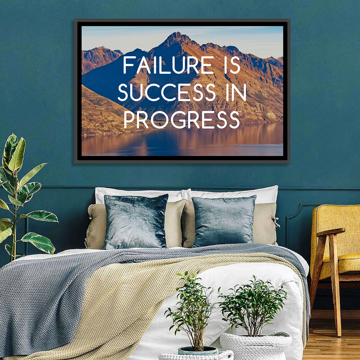 Failure Is Success in Progress Wall Art in a room, landscape