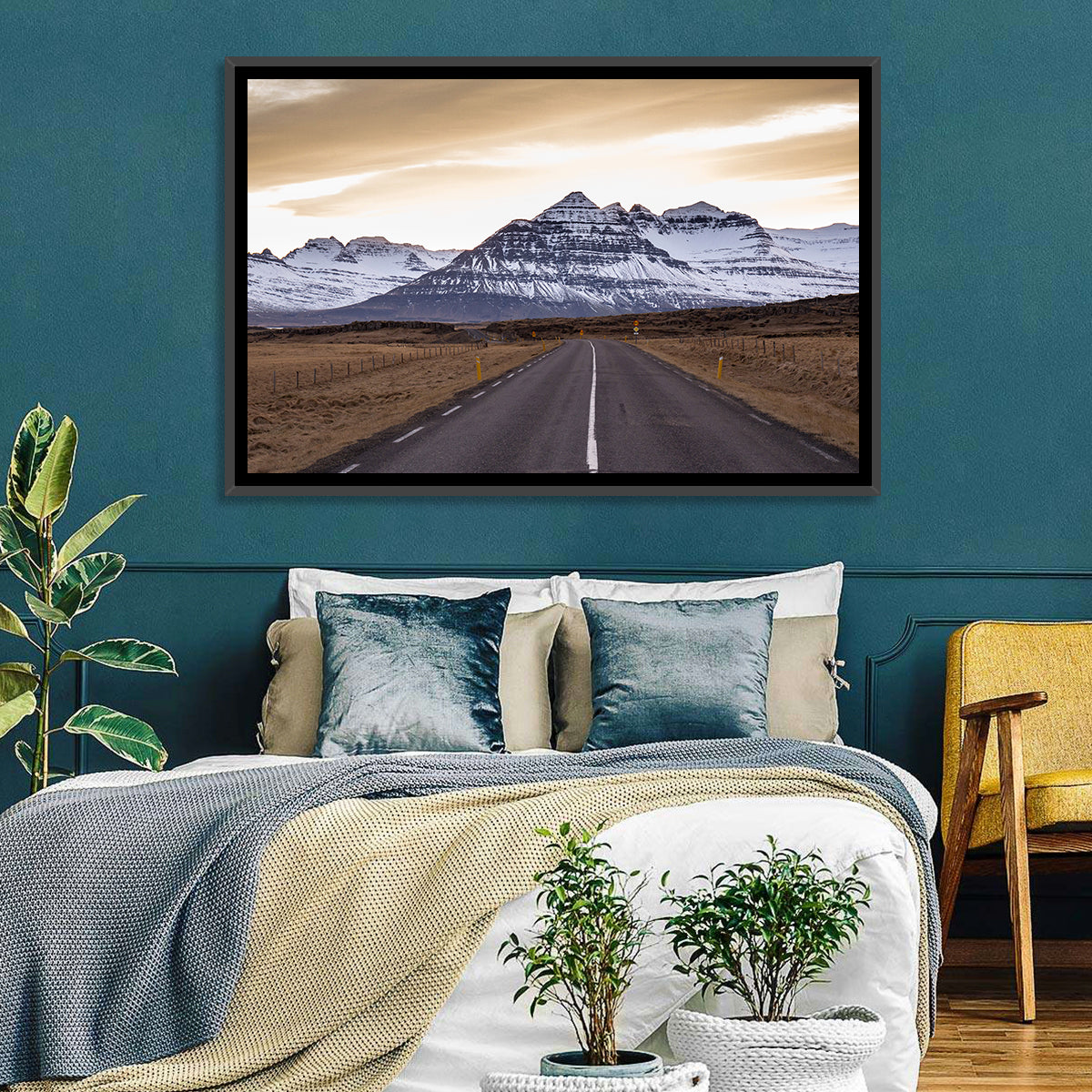 East Fjords Road at Dusk Wall Art in a room, landscape