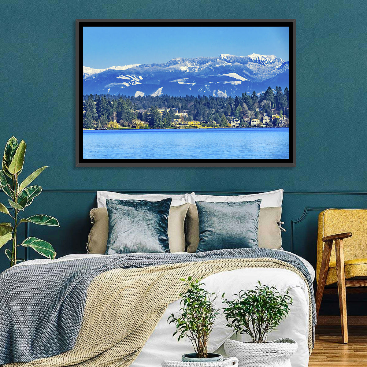 Lake Washington Snow-capped Peaks Wall Art