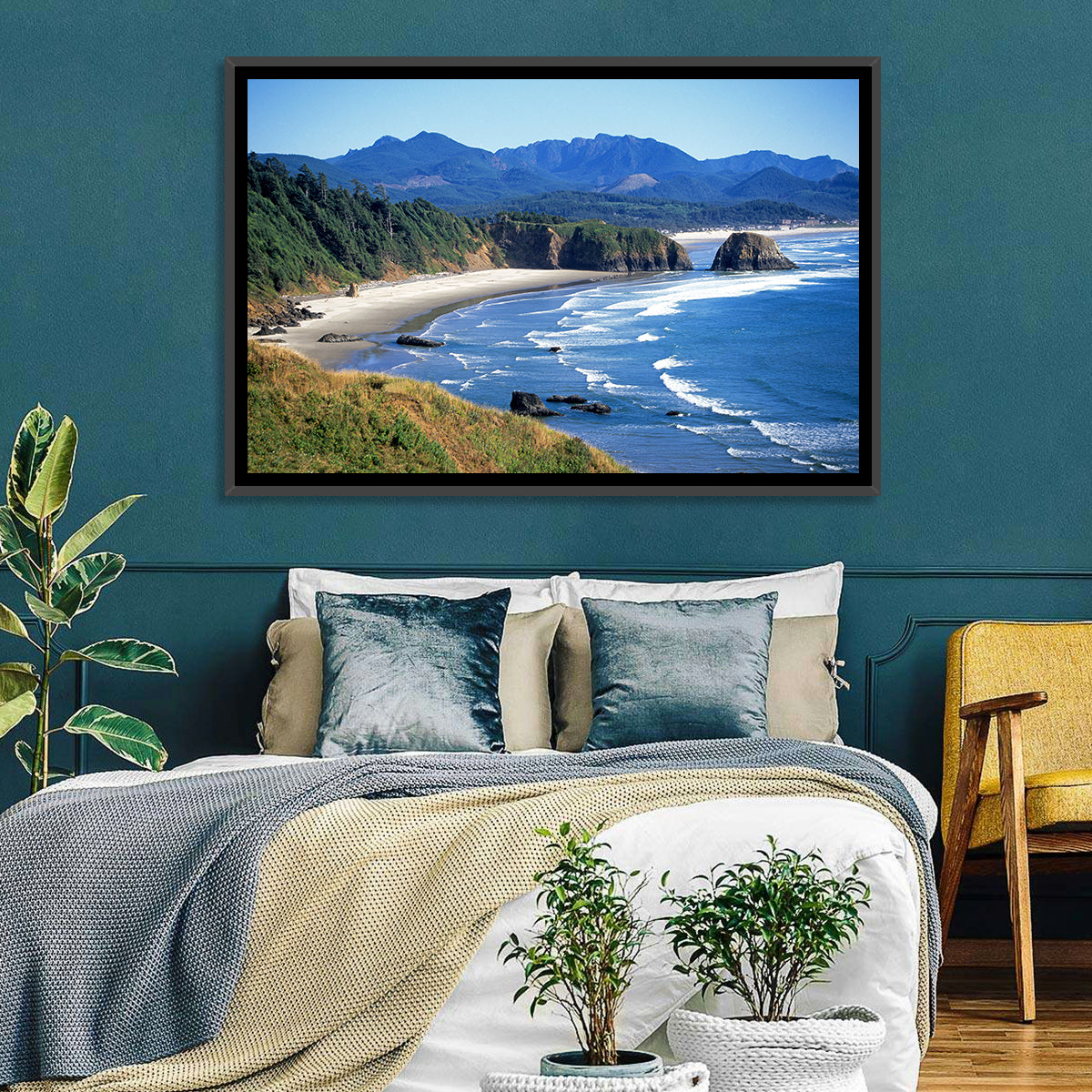 Ecola State Park Coastline Wall Art in a room, landscape