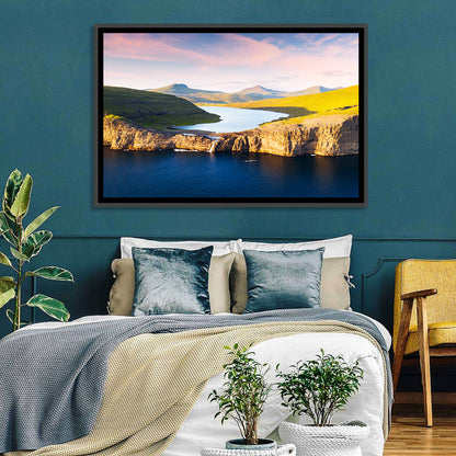 Sørvágsvatn Cliffs at Golden Hour Wall Art
