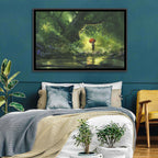 Girl with Umbrella in Mysterious Forest Wall Art