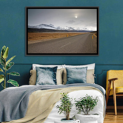 Icelandic Road to Snow-capped Mountains Wall Art