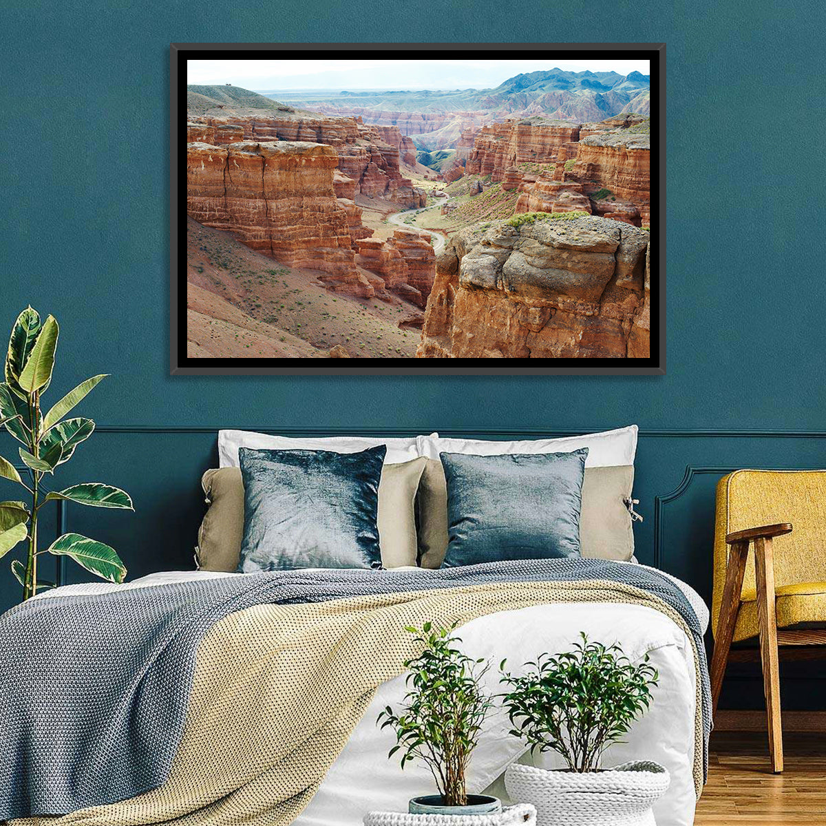 Charyn Canyon Vista Wall Art in a room, landscape