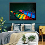 Two Colorful Boats Over Rippling Water Wall Art