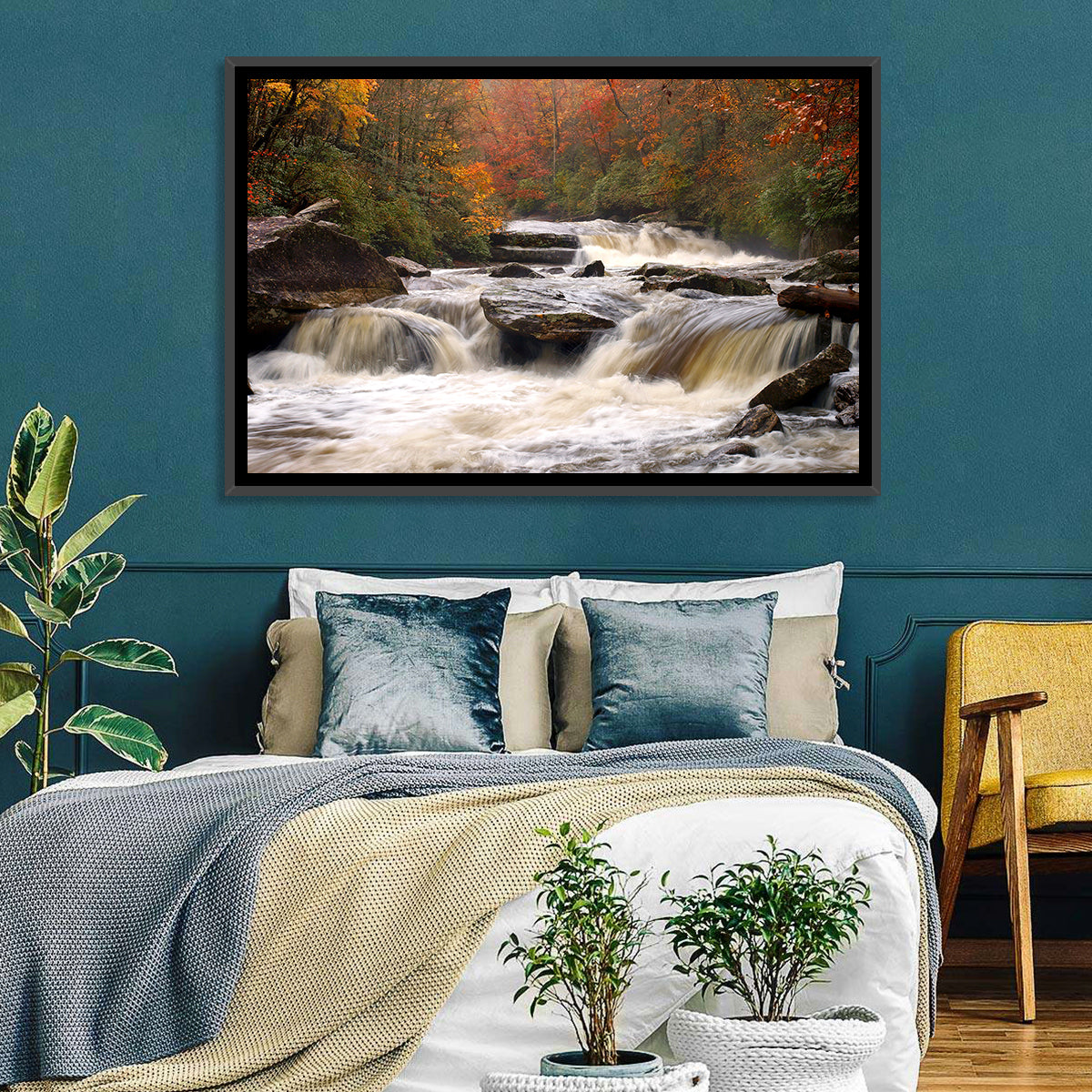 Carolina River in Autumn Wall Art in a room, landscape