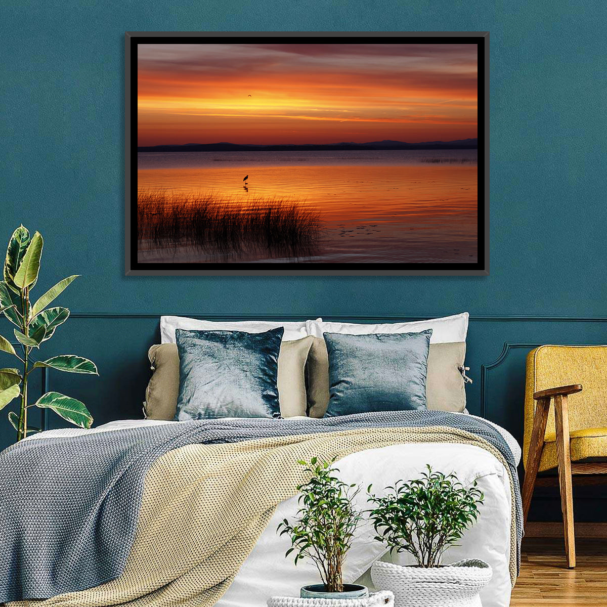 Lake Champlain Sunrise with Heron Wall Art
