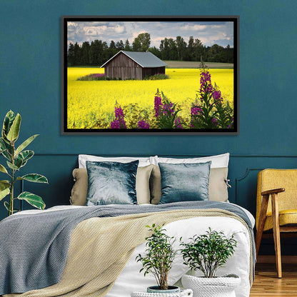Finnish Barn in Yellow Field Wall Art