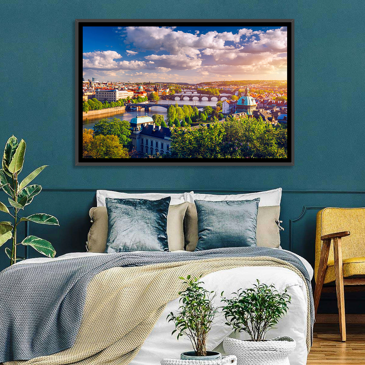 Prague Golden Hour Over Charles Bridge Wall Art