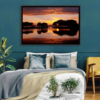 Tranquility Bridge at Sunset Wall Art