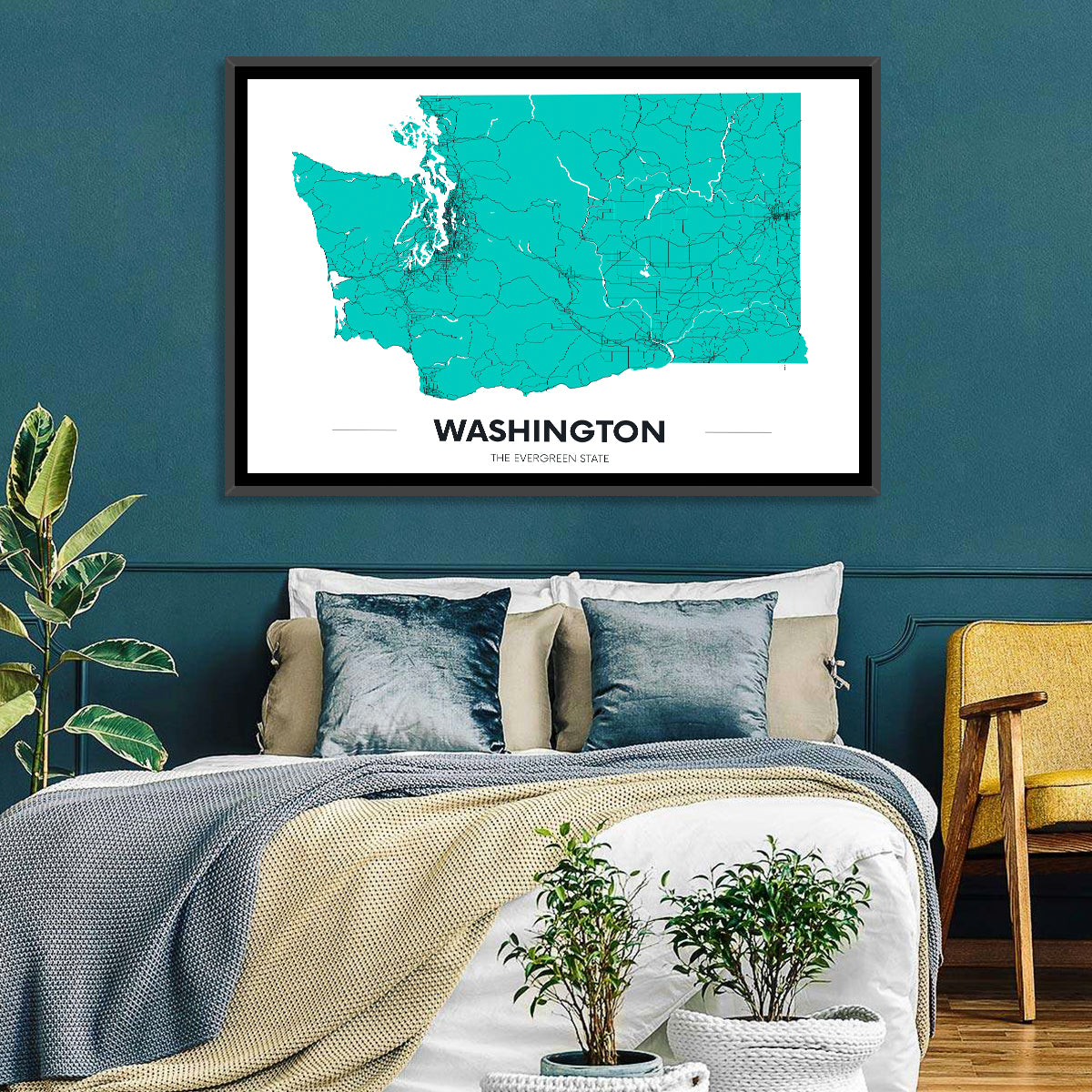 Washington State Minimalist Map Wall Art