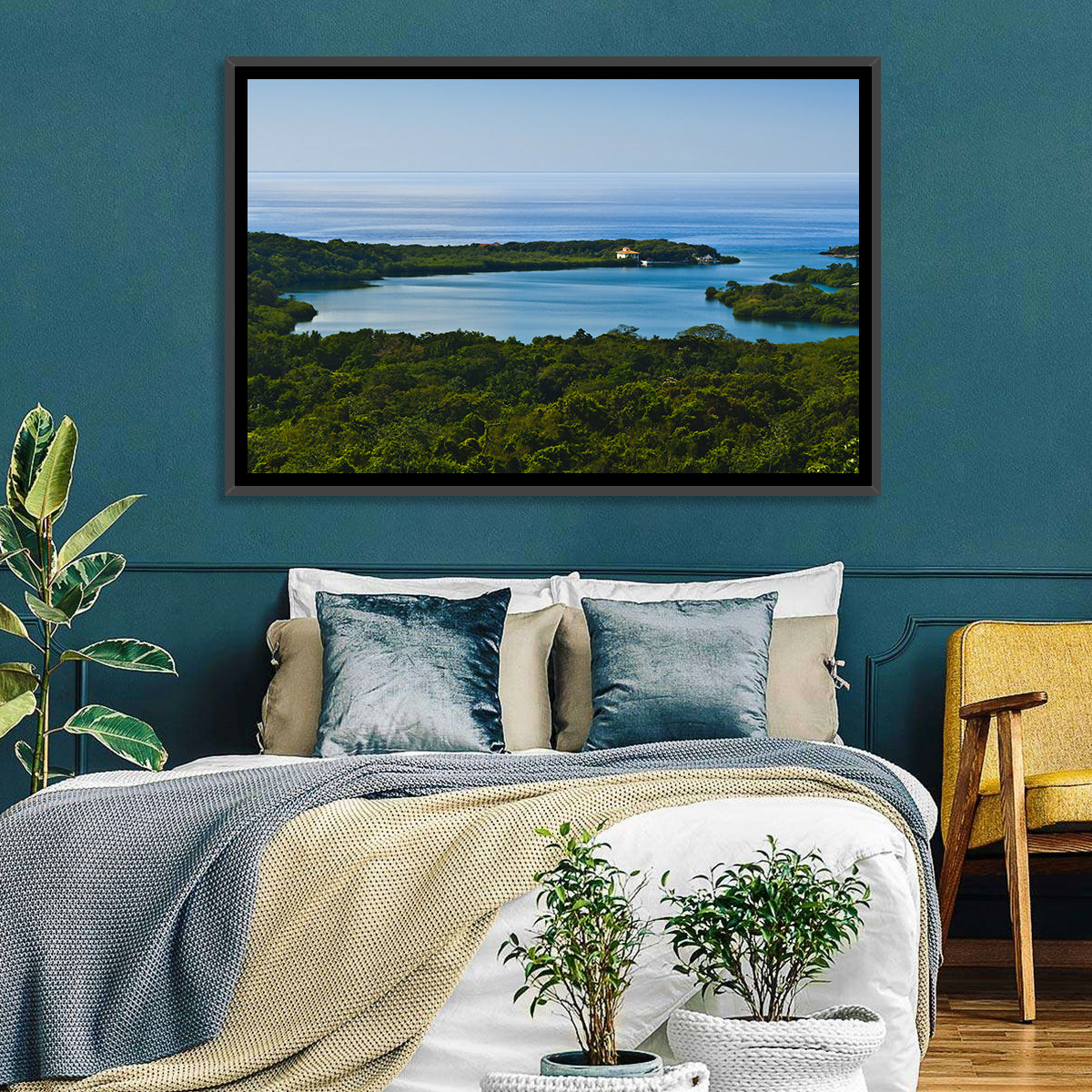 Roatan Tropical Bay Wall Art in a room, landscape