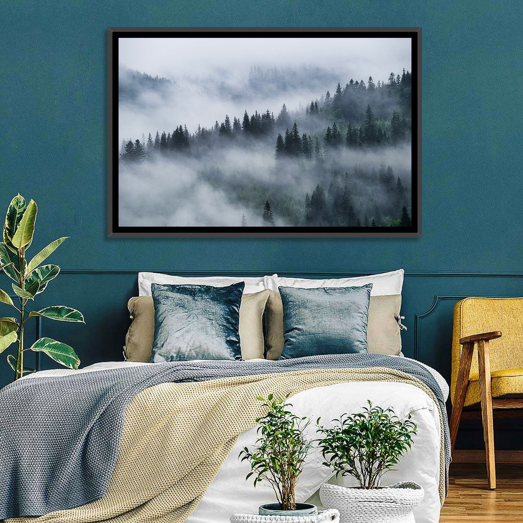 Misty Mountain Pine Forest Wall Art