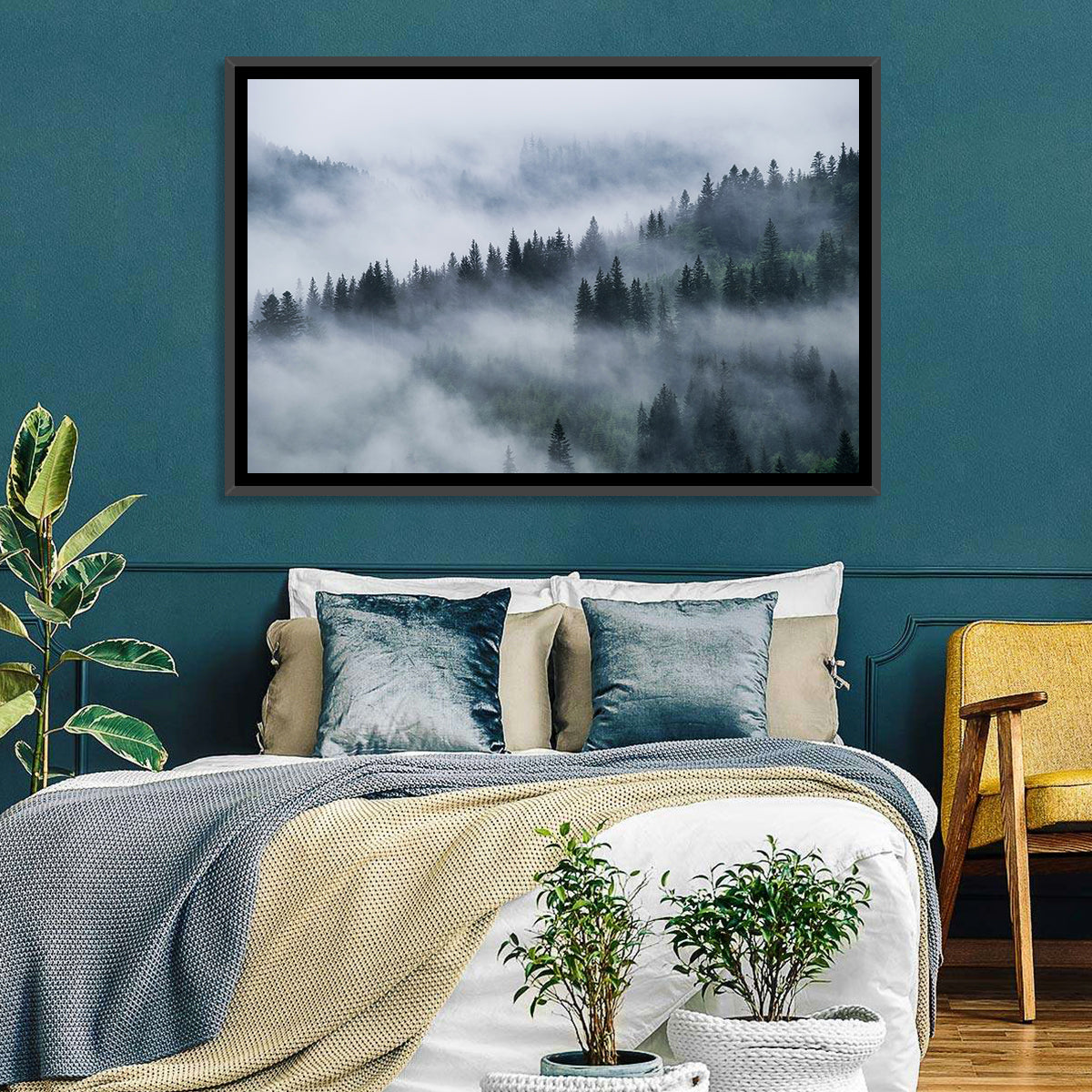 Misty Mountain Pine Forest Wall Art