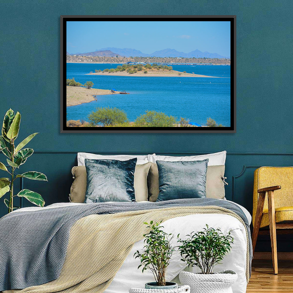 Lake Pleasant Shoreline with Boat Wall Art