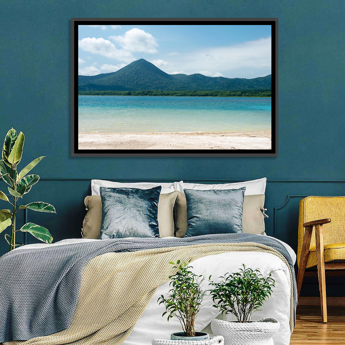 Usori Lake Shoreline Wall Art in a room, landscape