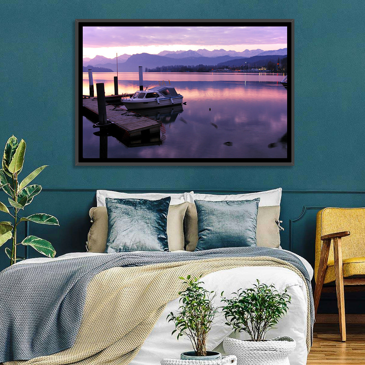 Lake Lucerne Pier at Dusk Wall Art