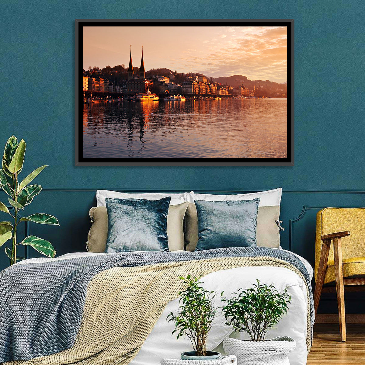 Lucerne Lake Sunset Skyline Wall Art