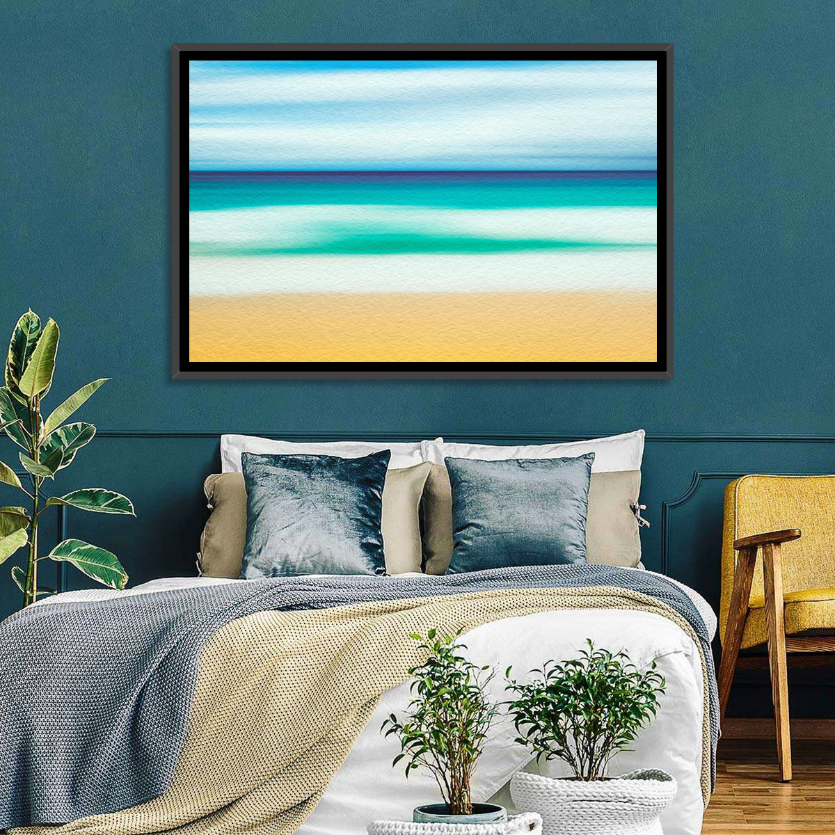 Sand and Surf Abstraction Wall Art in a room, landscape