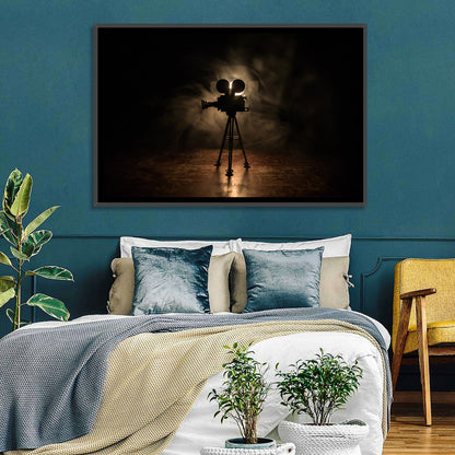 Backlit Vintage Movie Camera Wall Art