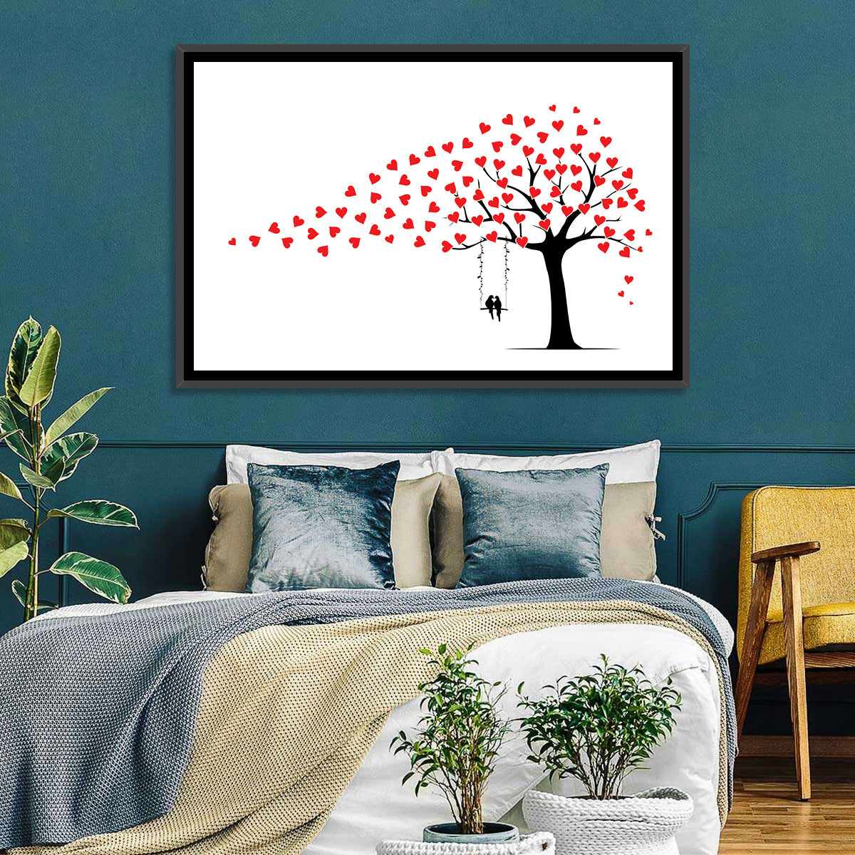 Heart Leaf Tree Silhouette Wall Art