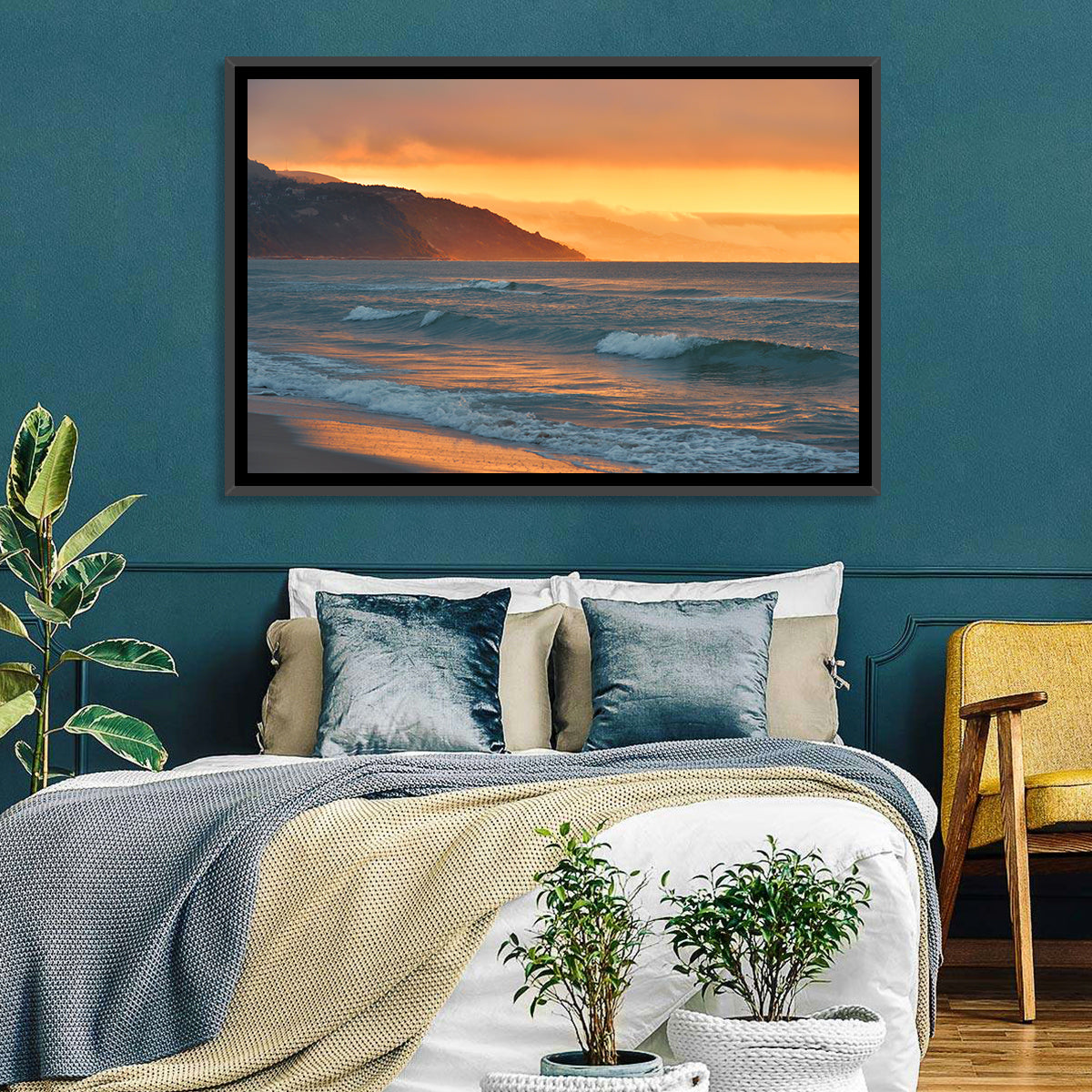 Cliffside Sunset Over Ocean Wall Art