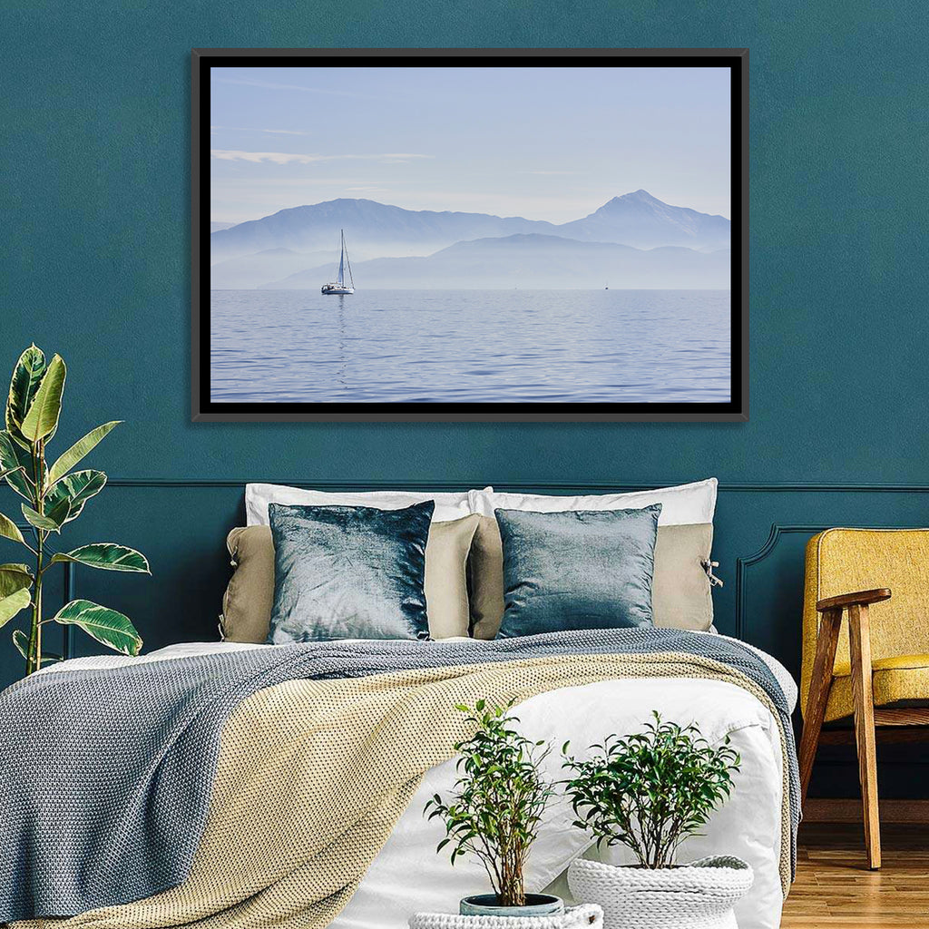 Sailboat and Misty Mountains Wall Art