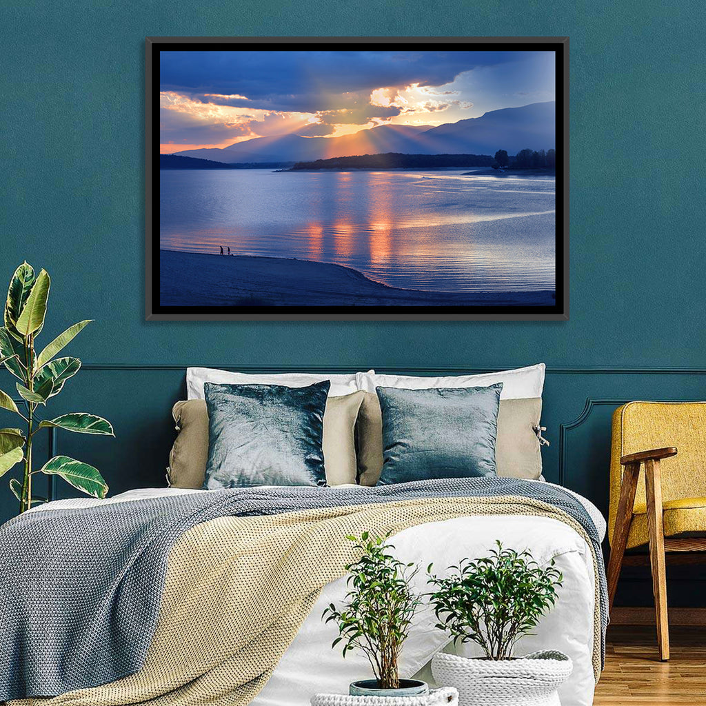 Lake Sunset with Silhouettes Wall Art