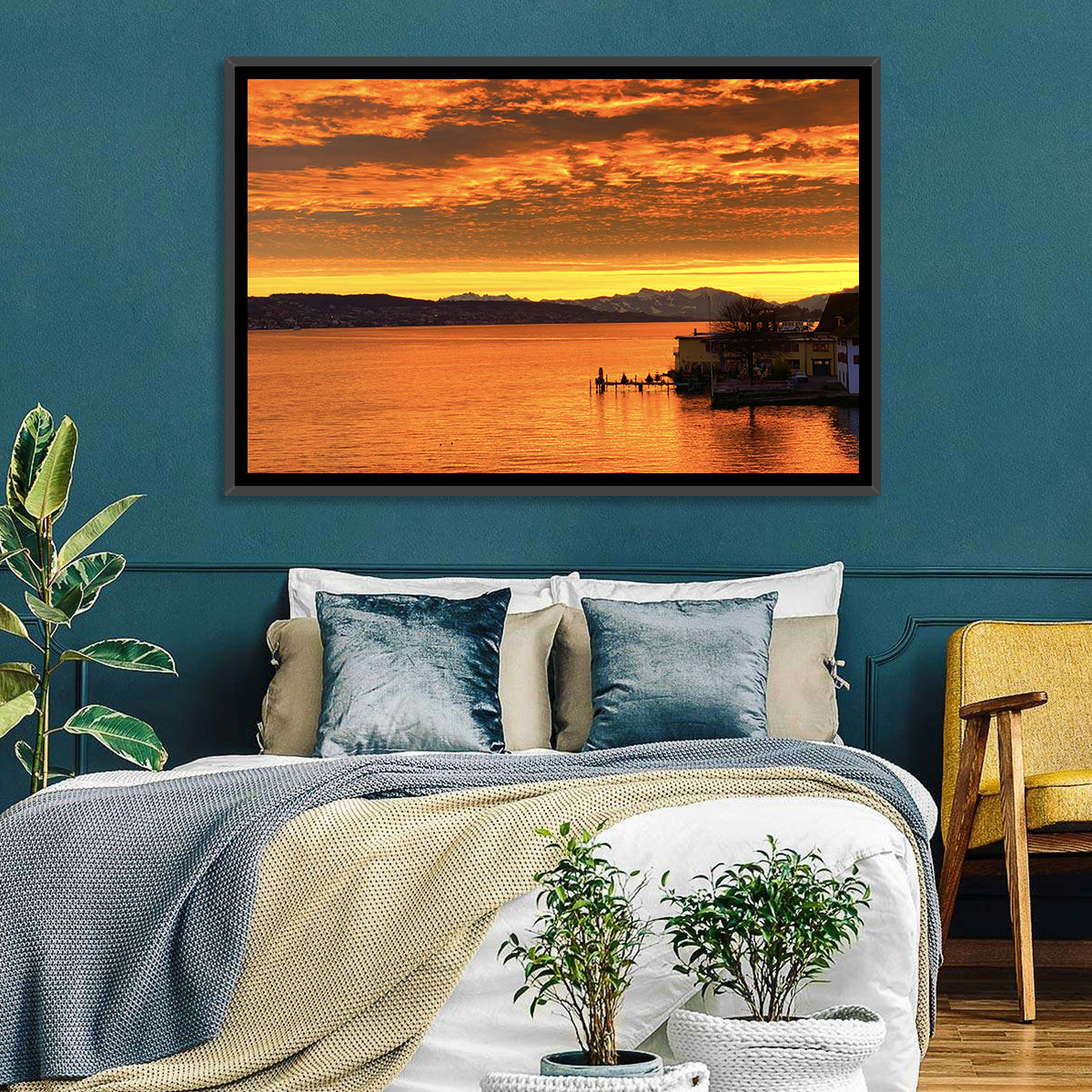 Lake Zurich Golden Sunset Wall Art