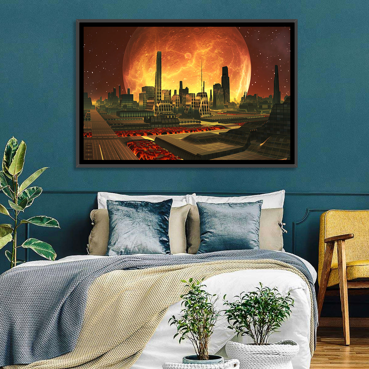 Futuristic Aliens City Wall Art