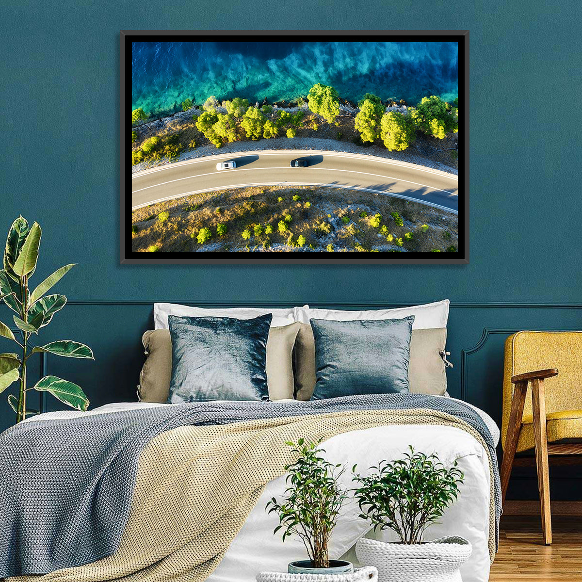 Coastal Highway Wall Art in a room, landscape