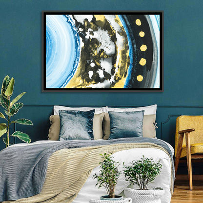 Planet Rings in Blue and Gold Wall Art