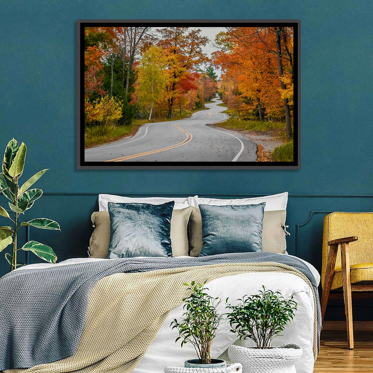 Winding Autumn Highway Wall Art