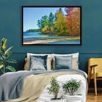 Sebago Lake Pier in Autumn Wall Art