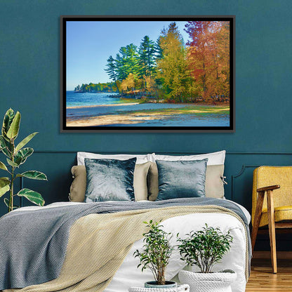 Sebago Lake Pier in Autumn Wall Art