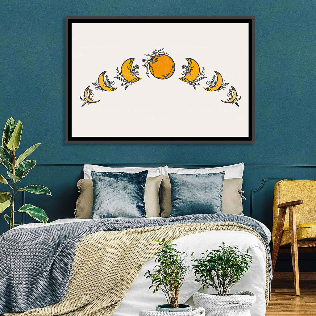 Lunar Phases Floral Arc Wall Art