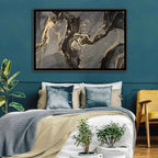 Black and Gold Marbled Abstract Wall Art