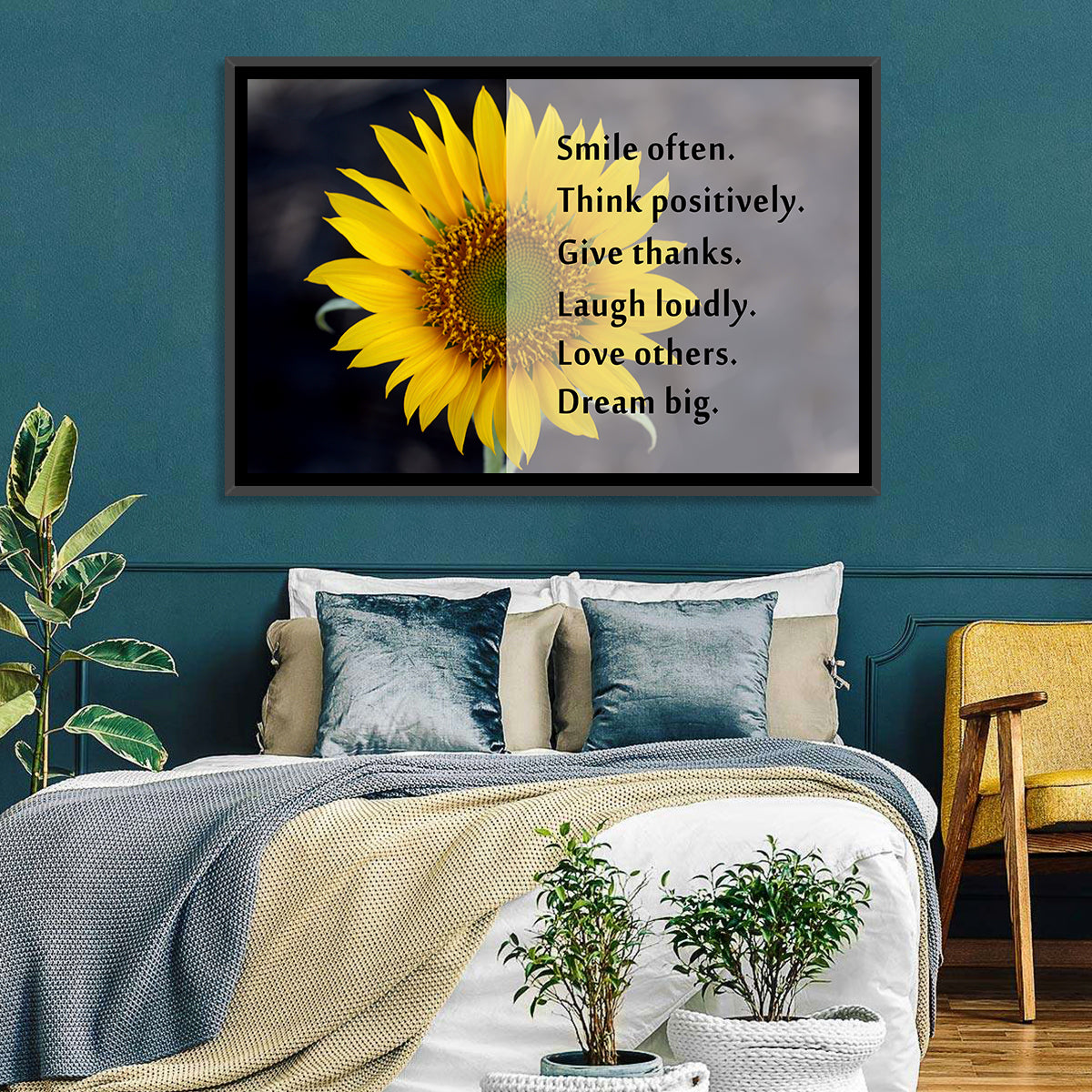 Sunflower Smile Typography Wall Art