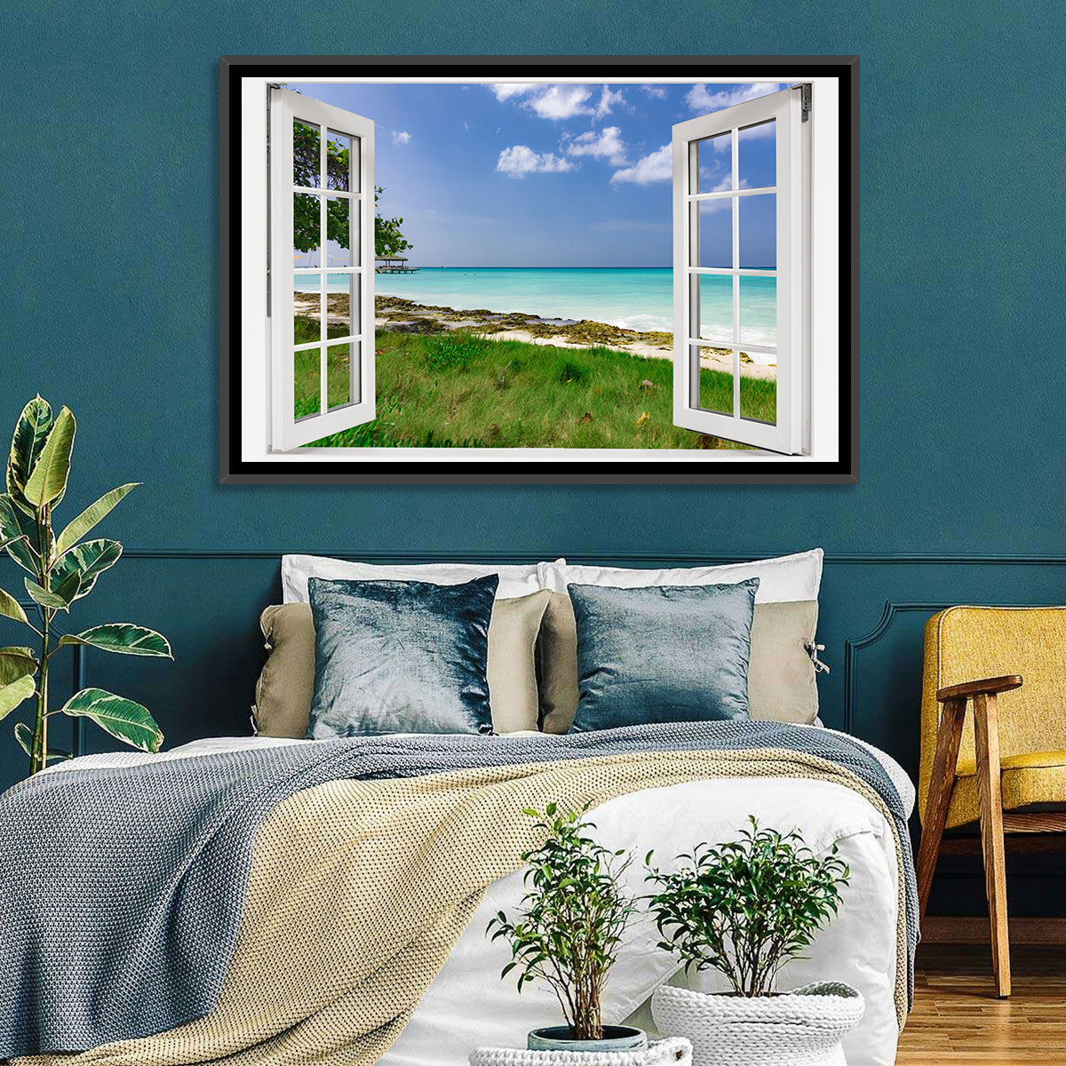 Gazebo on Pier Over Turquoise Ocean Wall Art