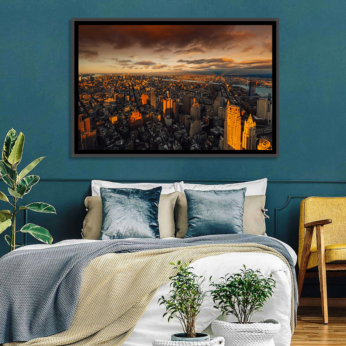 South Manhattan Sunset Skyline Wall Art