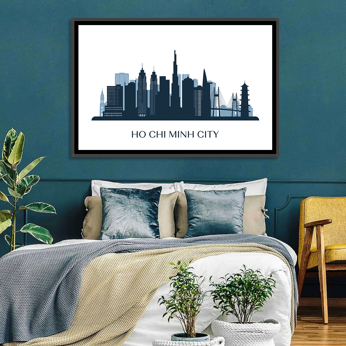 Ho Chi Minh City Skyline Wall Art in a room, landscape